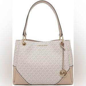 Michael Kors Nicole Large Shoulder Bag Tote Purse Handbag Vanilla Multi
